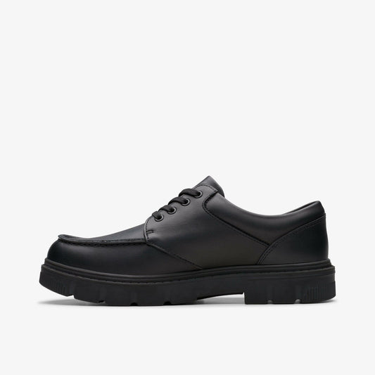 Lorcam Edge Youth Black Leather | Clarks on Sale