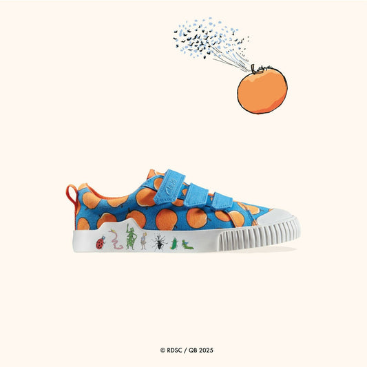 Roald Dahl James & the Giant Peach Foxing Air Kid Blue Canvas | Clarks outlet