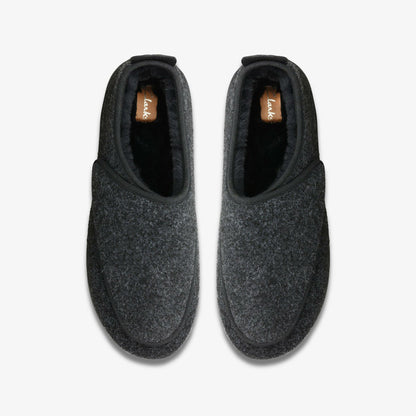 King Riptape Slipper Dark Grey Felt | Clarks for sale