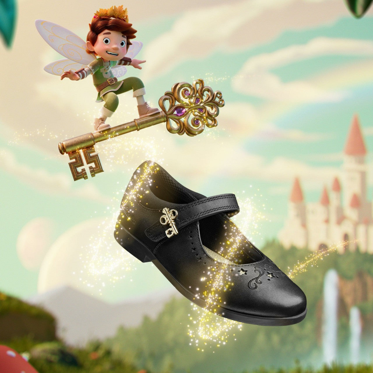 Lock Magic Kid Black Leather | Clarks on Sale