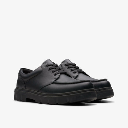 Lorcam Edge Youth Black Leather | Clarks on Sale