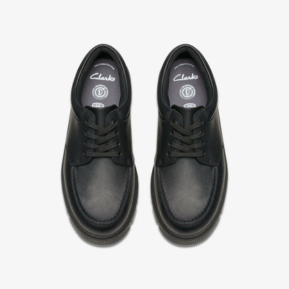 Lorcam Edge Youth Black Leather | Clarks on Sale