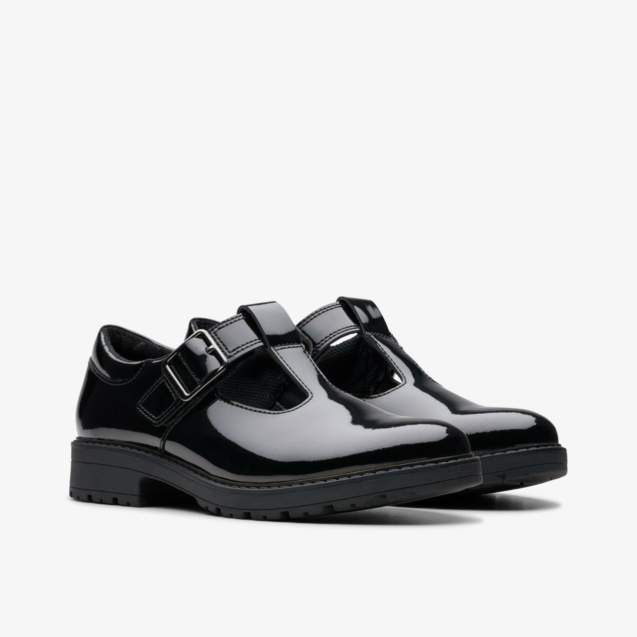 Loxham Bar Youth Black Patent | Clarks discount