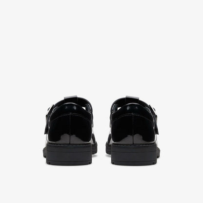 Loxham Bar Youth Black Patent | Clarks discount