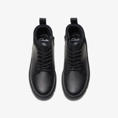 Lorcam Trail Youth Black Leather | Clarks outlet