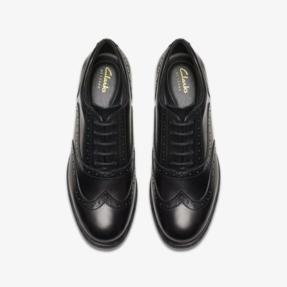 Havisham Oak Black Leather | Clarks on Sale