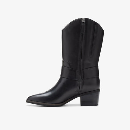 Morzine Rise Black Leather | Clarks for sale