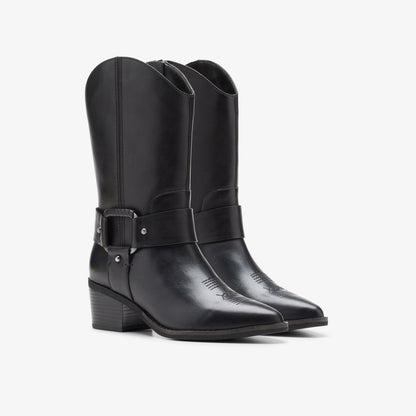 Morzine Rise Black Leather | Clarks for sale