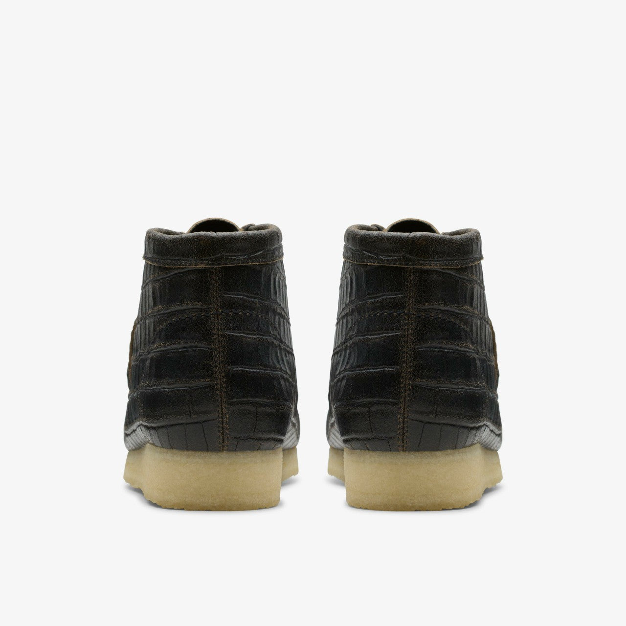 Wallabee Boot Black Crocodile Distress | Clarks for sale