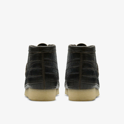 Wallabee Boot Black Crocodile Distress | Clarks for sale