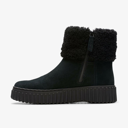Torhill Turn Black Warmlined Suede | Clarks for sale