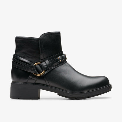 Hearth Kaylie Ankle Boot Black Leather | Clarks outlet