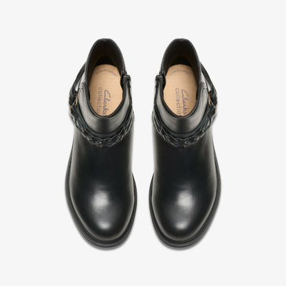 Hearth Kaylie Ankle Boot Black Leather | Clarks outlet