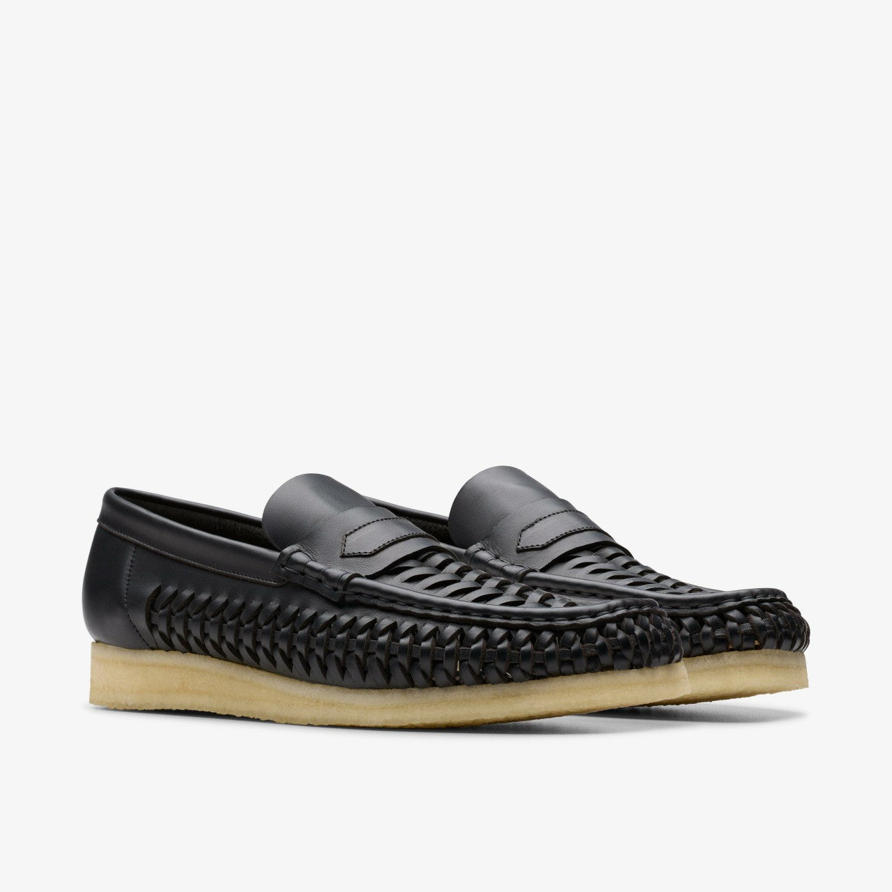 Wallabee Penny Weave Black Leather | Clarks online