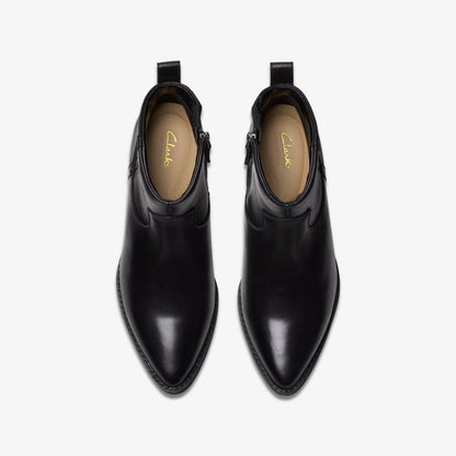 Morzine Sky Ankle Boot Black Leather | Clarks online