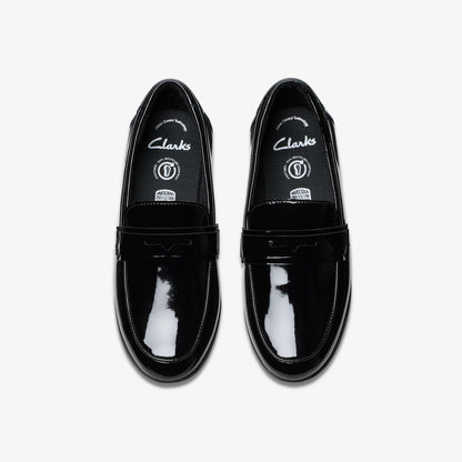 Finja Bright Older Black Patent | Clarks outlet