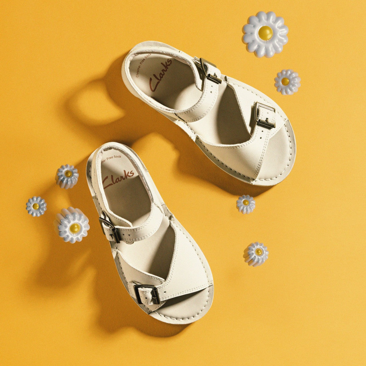 Playsun Kid Off White Leather | Clarks for sale