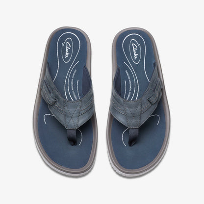Wesley Sun Navy Leather | Clarks for sale