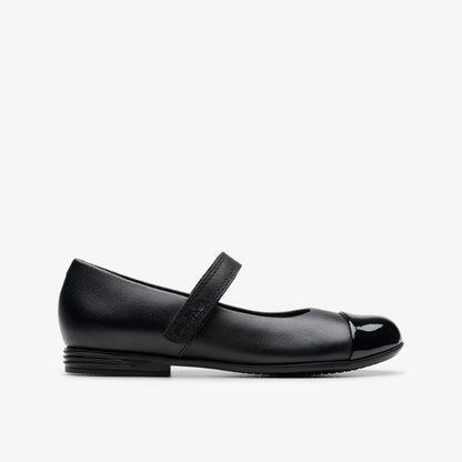 Finja Gem Kid Black Leather | Clarks outlet