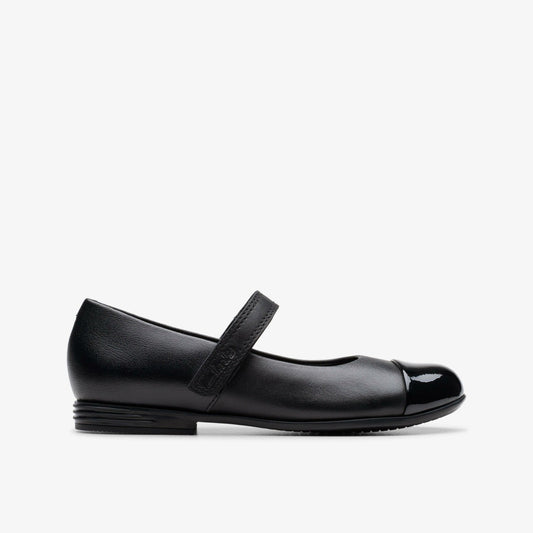 Finja Gem Kid Black Leather | Clarks outlet