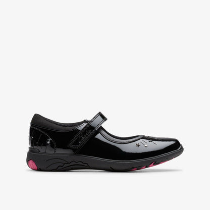 Relda Wish Kid Black Patent | Clarks discount