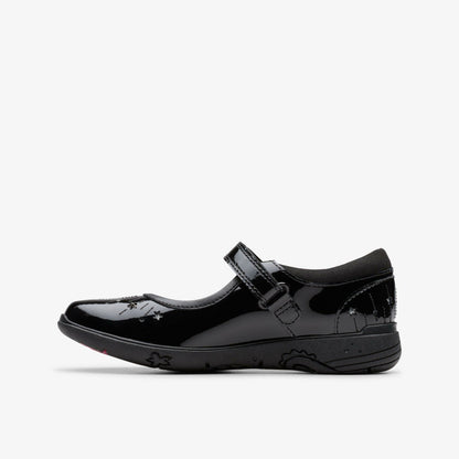 Relda Wish Kid Black Patent | Clarks discount