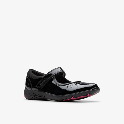 Relda Wish Kid Black Patent | Clarks discount