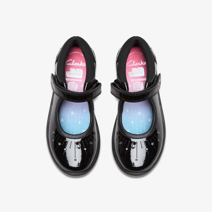 Relda Wish Kid Black Patent | Clarks discount