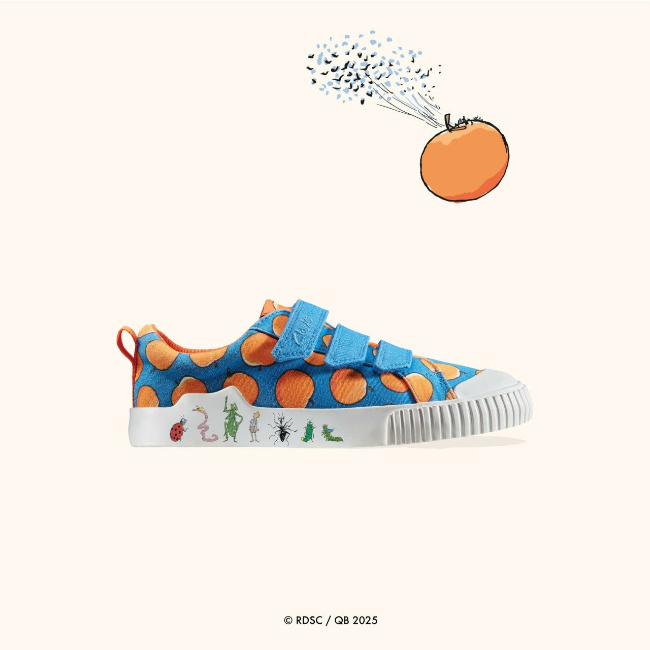 Roald Dahl James & the Giant Peach Foxing Air Kid Blue Canvas | Clarks outlet