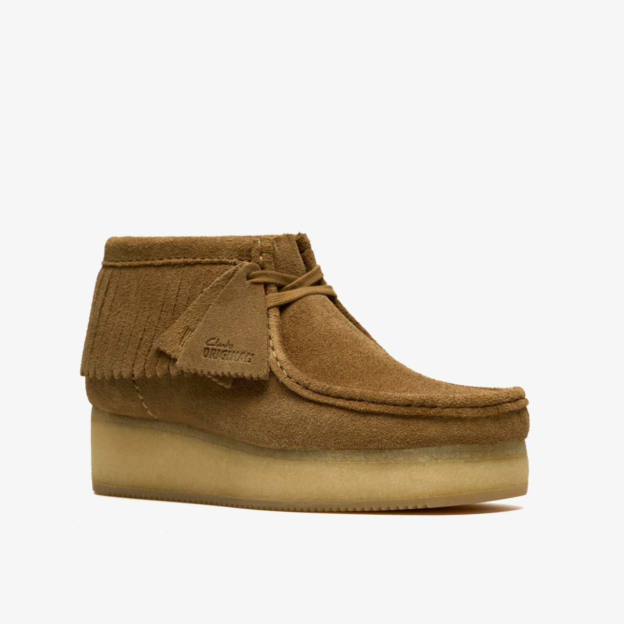 Wallabee Wedge Fringe Light Tan Suede | Clarks for sale