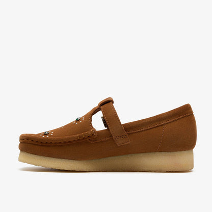 Wallabee T Bar Brown/Orange Suede | Clarks outlet