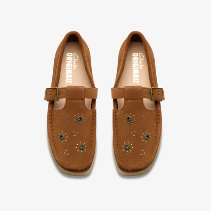 Wallabee T Bar Brown/Orange Suede | Clarks outlet
