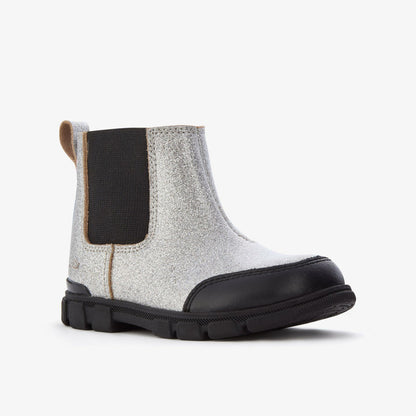 Evyn Chelsea Toddler Silver Patent | Clarks outlet