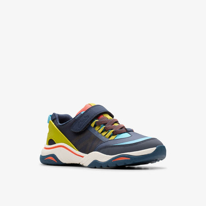 Feather Track Kid Navy Combination | Clarks for sale