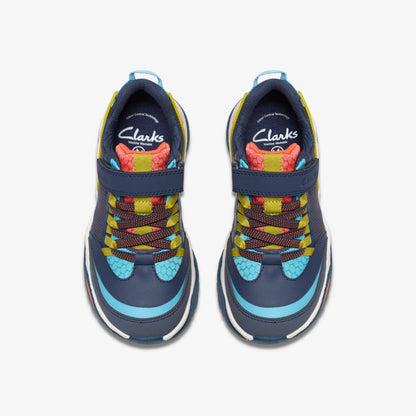Feather Track Kid Navy Combination | Clarks for sale