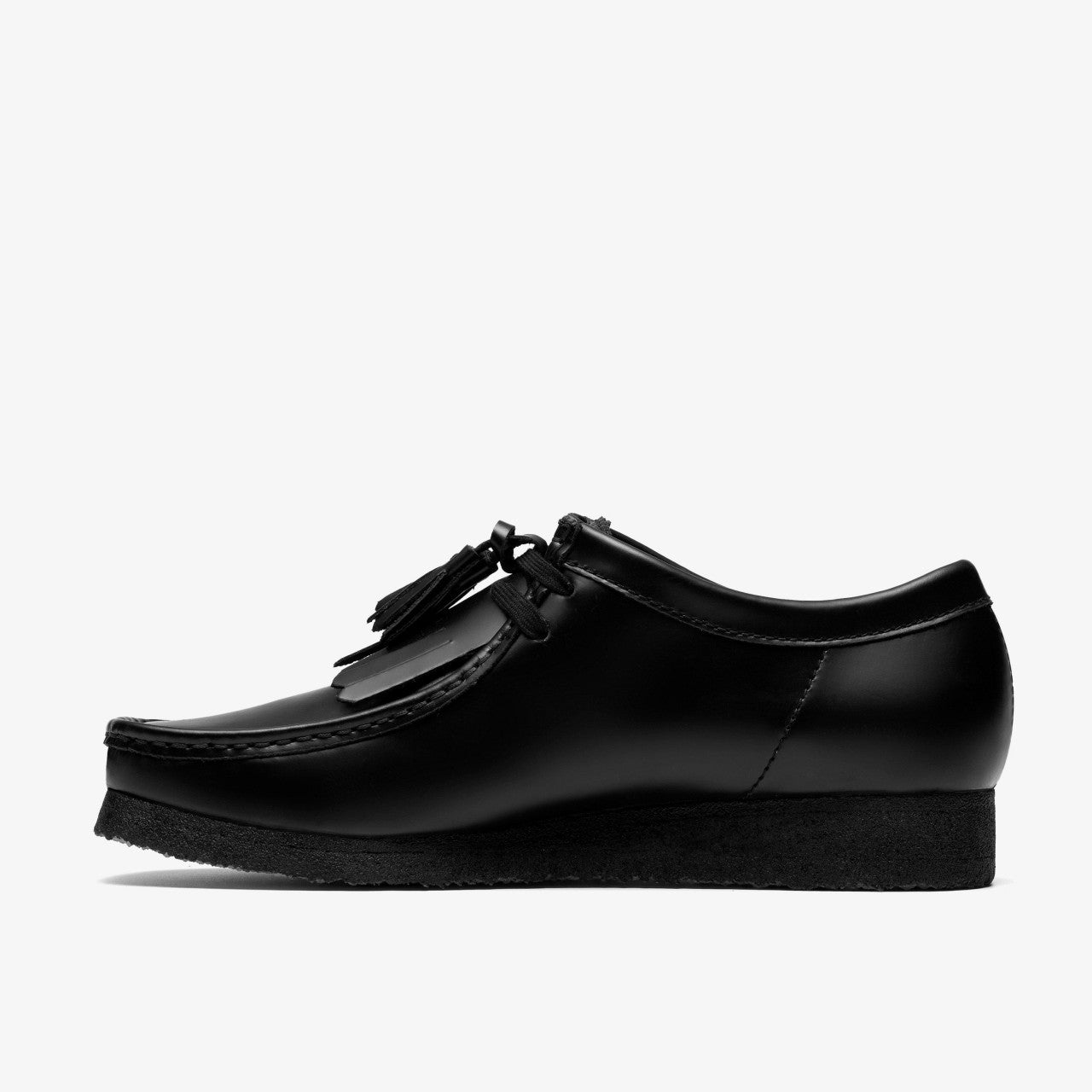 Wallabee Black Hi Shine Leather | Clarks outlet