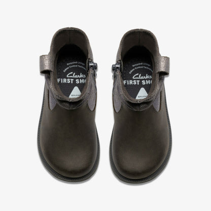 Oaklyn Top Toddler Pewter Suede | Clarks outlet