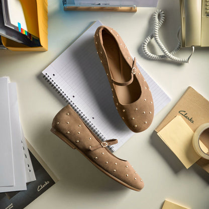 Livia Stud Walnut Suede | Clarks Sale
