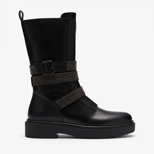 Muster Chain Black Leather | Clarks for sale