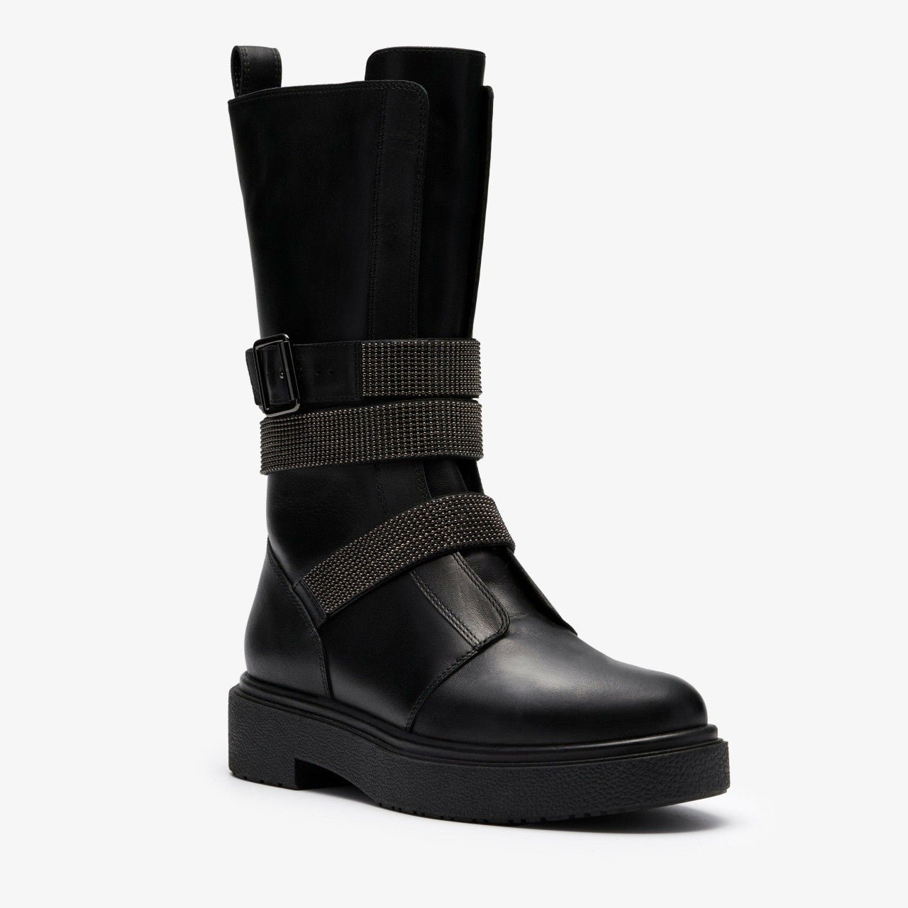 Muster Chain Black Leather | Clarks for sale