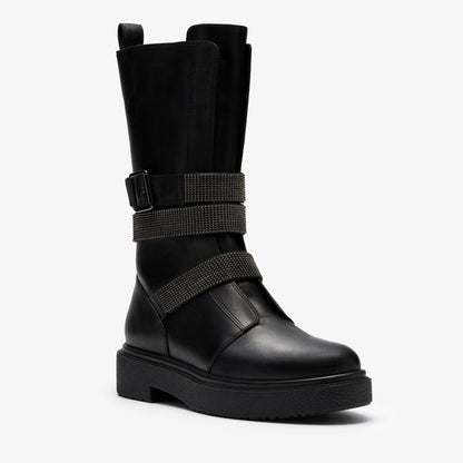 Muster Chain Black Leather | Clarks for sale