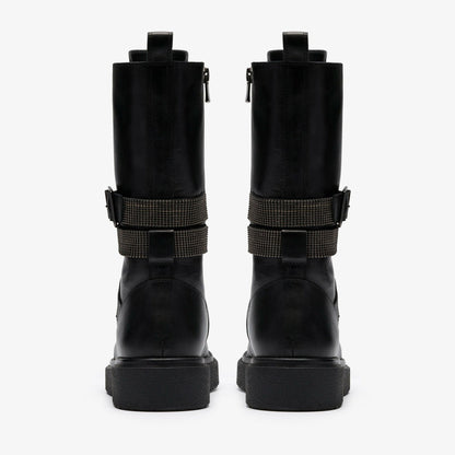 Muster Chain Black Leather | Clarks for sale