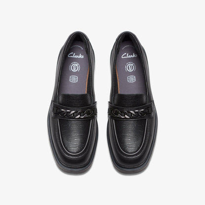 Eris Edge Youth Black Leather | Clarks for sale