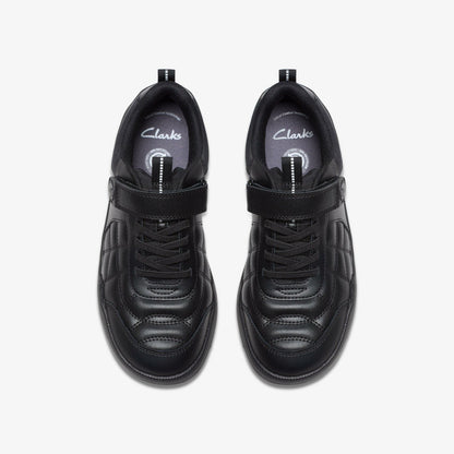 Laser Cross Youth Black Leather | Clarks discount