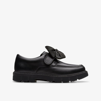 Lorcam Bow Kid Black Leather | Clarks for sale