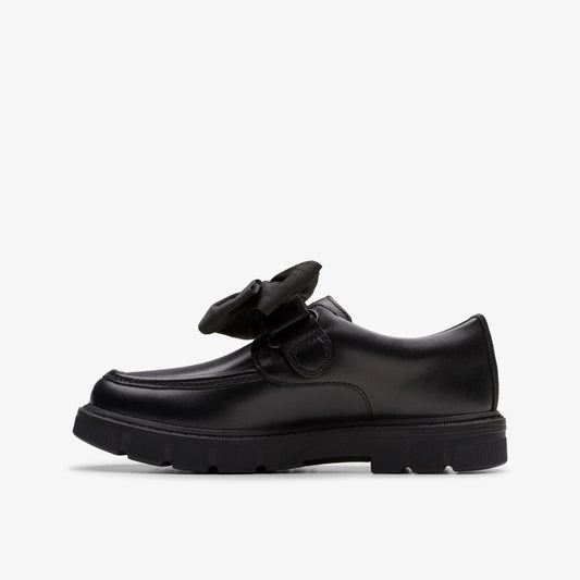 Lorcam Bow Kid Black Leather | Clarks for sale