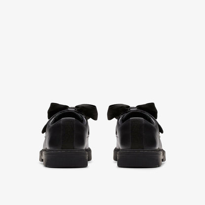 Lorcam Bow Kid Black Leather | Clarks for sale