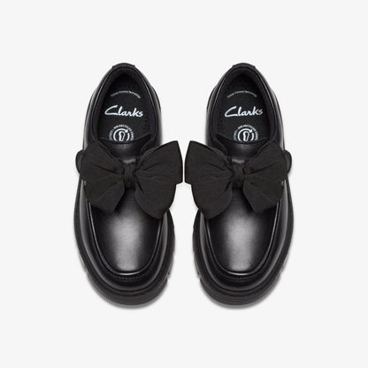 Lorcam Bow Kid Black Leather | Clarks for sale