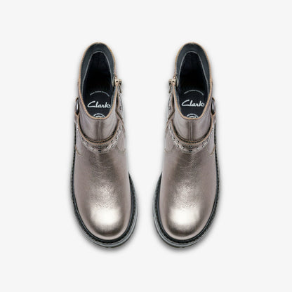 Prague Shine Kid Pewter Metallic | Clarks discount