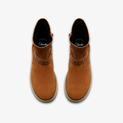 Prague Shine Kid Tan Suede | Clarks outlet